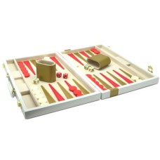 Backgammon 38 cm Wit m.gouden bies